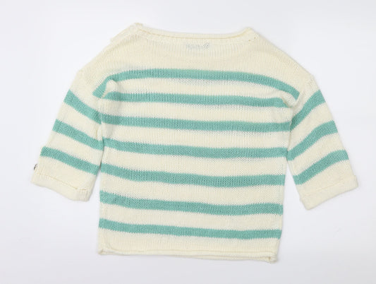 Select Womens Ivory Striped Pullover Jumper Size 14