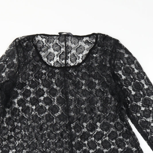 Saloos Womens Black Floral Tunic Blouse Size M