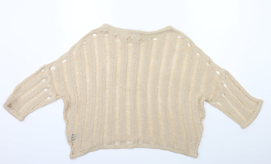 Marks and Spencer Womens Beige Knit Pullover Jumper Size 8