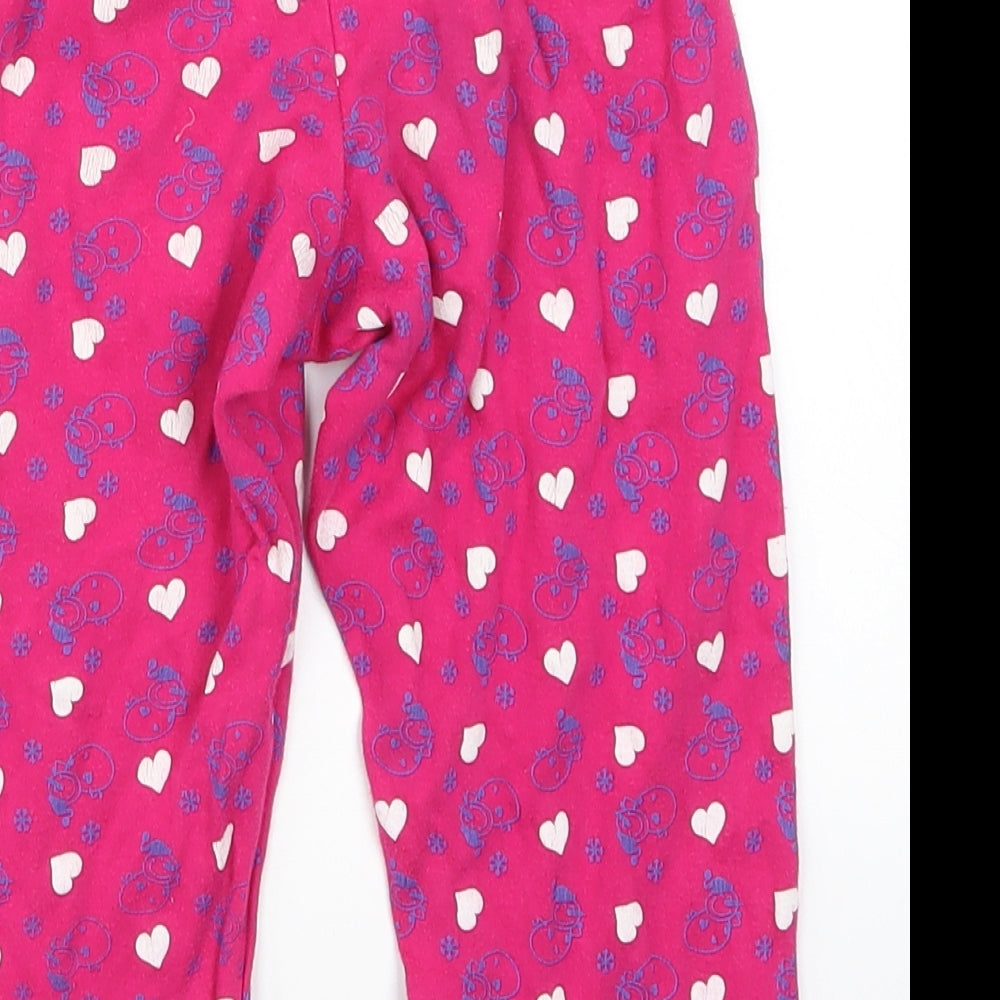 In Extenso Girls Pink Geometric Sweatpants Trousers Size 3 Years - Snowman Loungewear