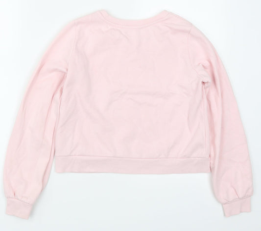H&M Girls Pink Pullover Sweatshirt Size 11-12 Years - Glitter Chaser Dinosaur