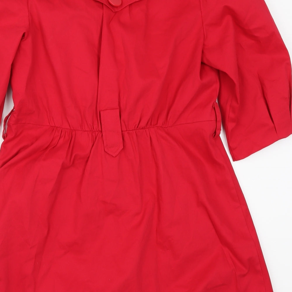 Brand and care label for Atmosphere women’s red pea coat coat, size UK 12