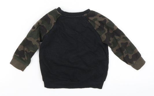 Fred & Flo Boys Black Pullover Jumper Size 6-9 Months