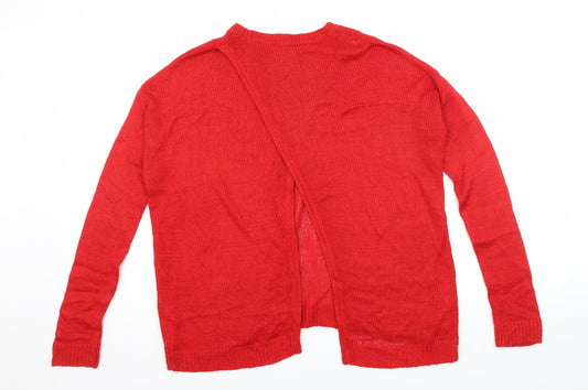 New Look Womens Red Knit Pullover Jumper Size S - Open Back