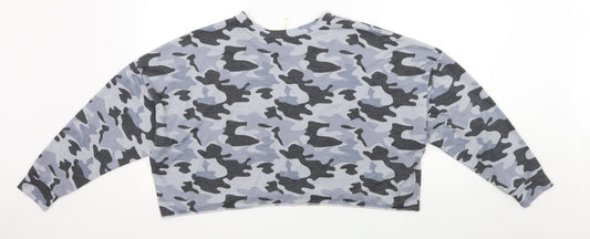 Tresics Womens Multicoloured Camouflage Jersey Cropped T-Shirt Size S