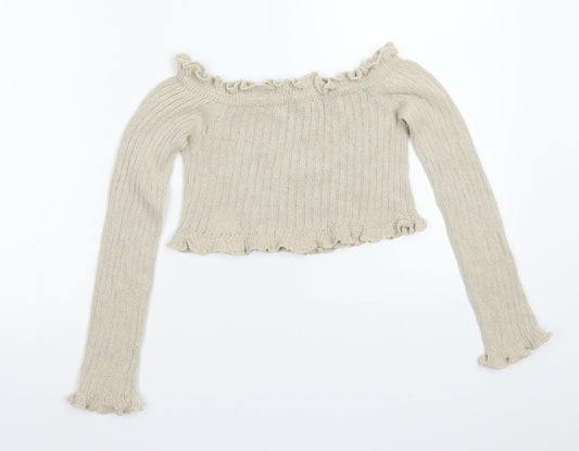 Prague Womens Beige Pullover Jumper Size S
