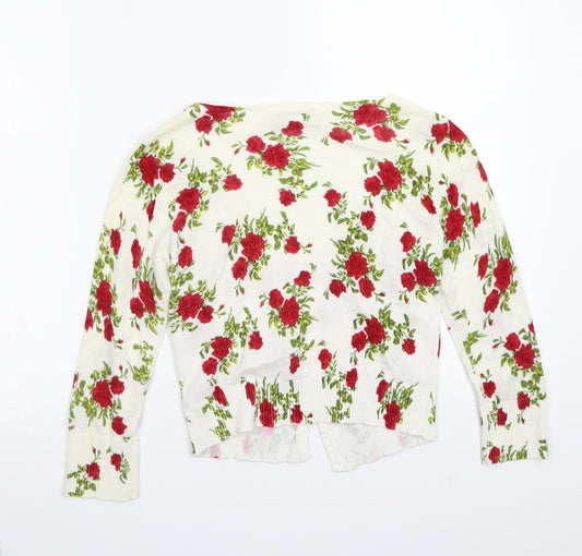 XXI Womens White Floral Cardigan Jumper Size S