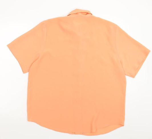 Preworn Womens Pink Satin Basic Button-Up Size 16
