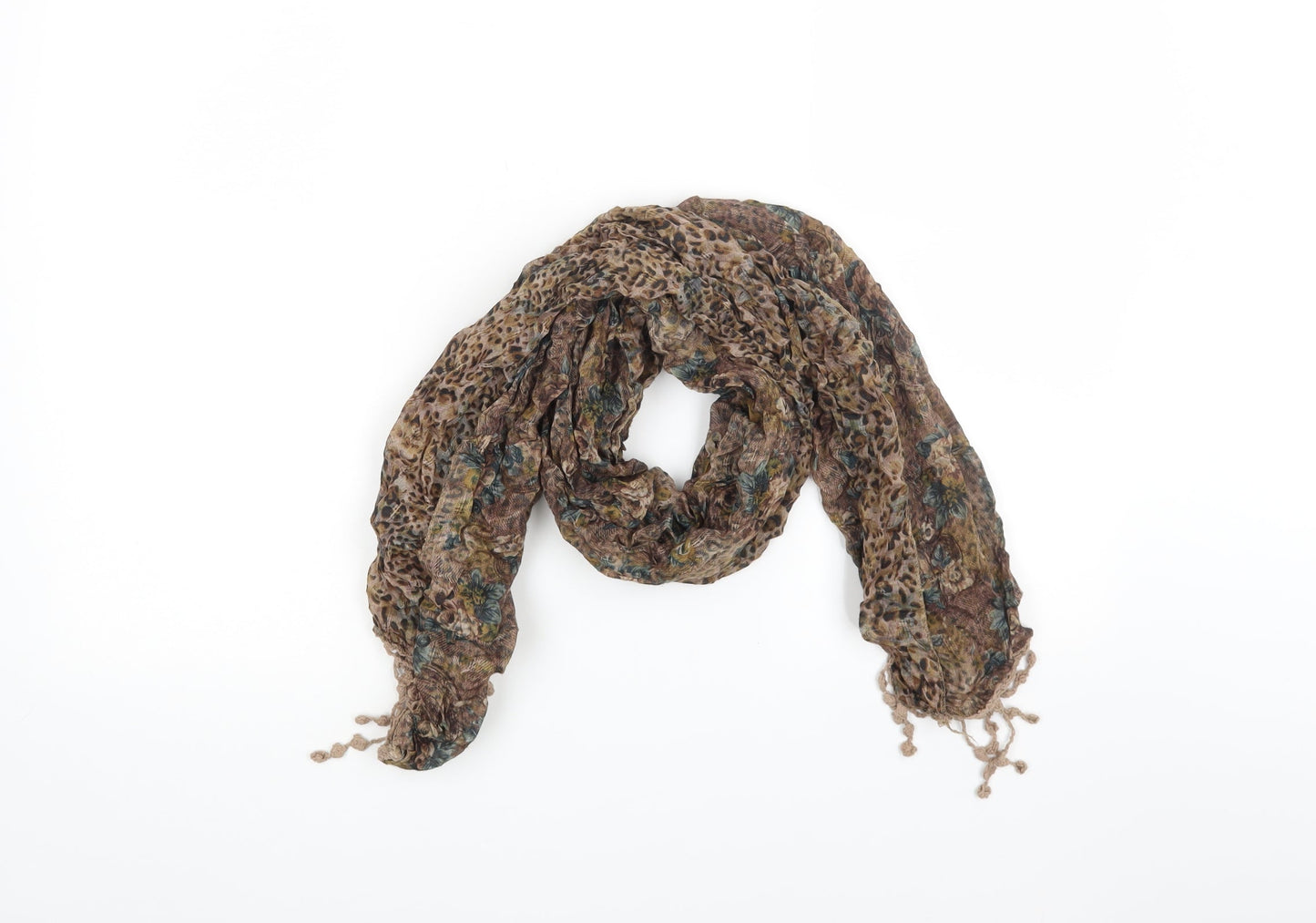 Preworn Womens Brown Floral Scarf