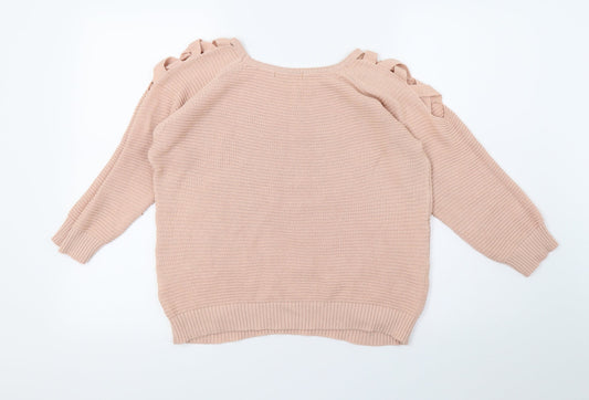 Select Womens Pink Knit Pullover Jumper Size 16 - Distressed