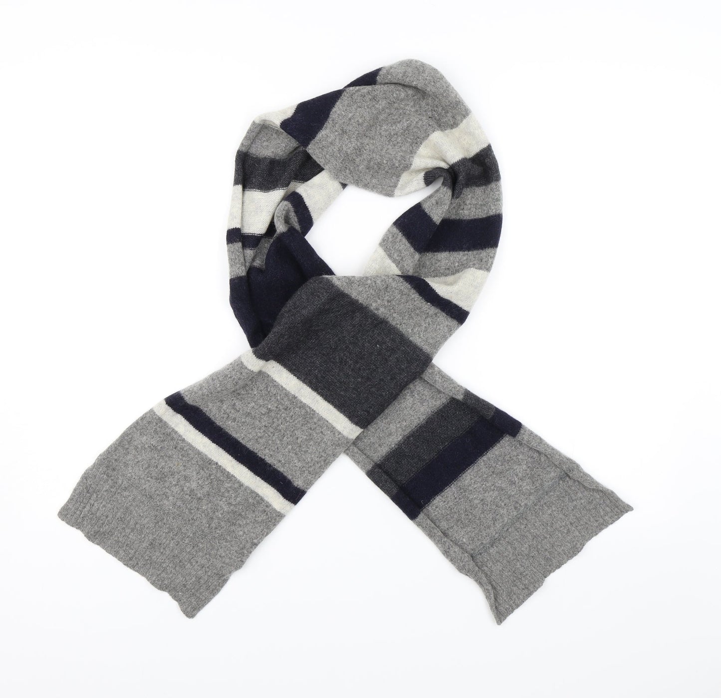 Preowrn Unisex Grey Striped Scarf
