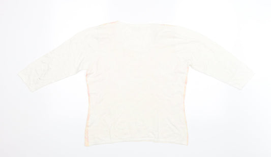 Text Womens White Floral Pullover Jumper Size M