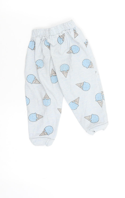 Be ou Girls Blue Solid Cami Pyjama Pants Size 18-24 Months