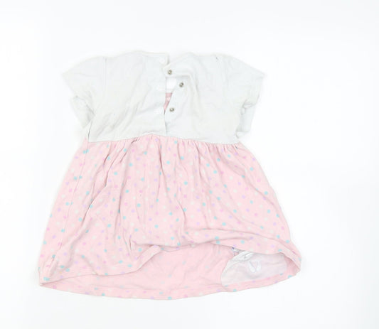 M&Co Girls Pink Spotted T-Shirt Dress Size 12-18 Months