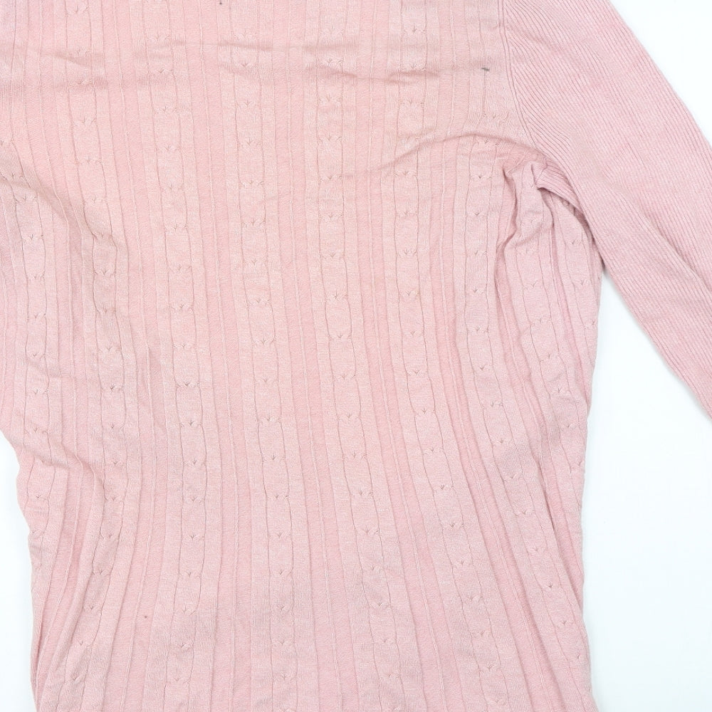 BM Womens Pink Cardigan Jumper Size M