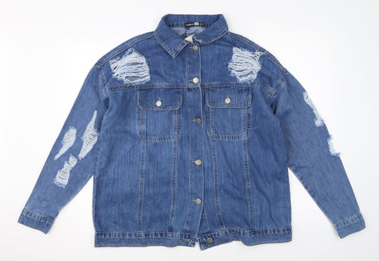 Boohoo Womens Blue Denim Jacket Size 6