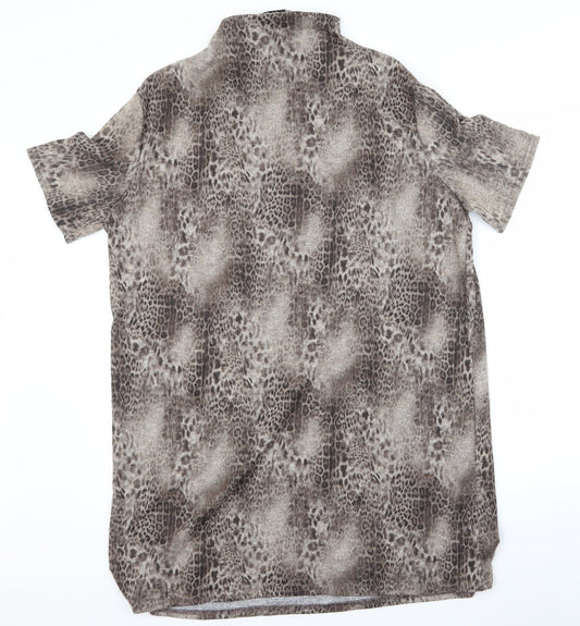 Select Womens Beige Animal Print Basic T-Shirt Size 16