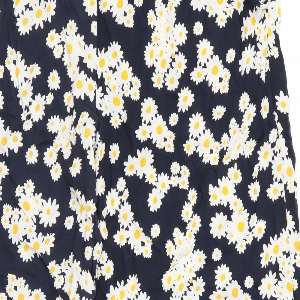 Preworn Womens Black Floral Trousers Size 38 L25 in