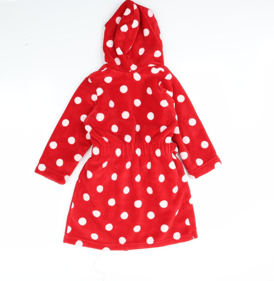 M&S Girls Red Polka Dot Cami Robe Size 4 Years