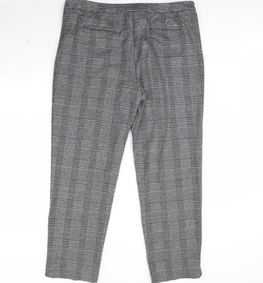 m7s Womens Black Check Trousers Size 18 L30 in