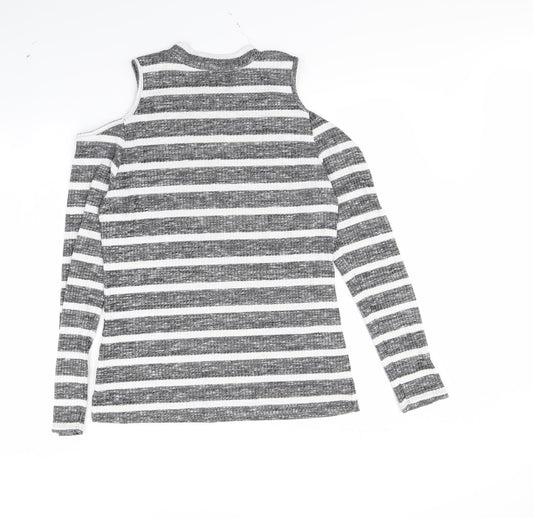Papaya Womens Black Striped Pullover Jumper Size 16