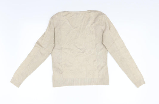 Mixin Womens Beige Taffeta Pullover Jumper Size L