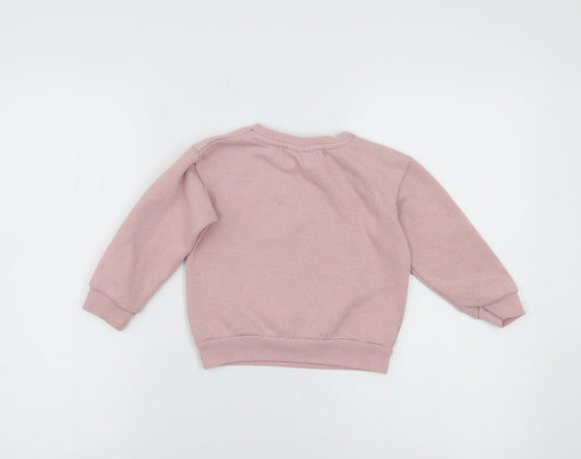 Disney Girls Pink Patchwork Pullover Sweatshirt - Minnie mouse