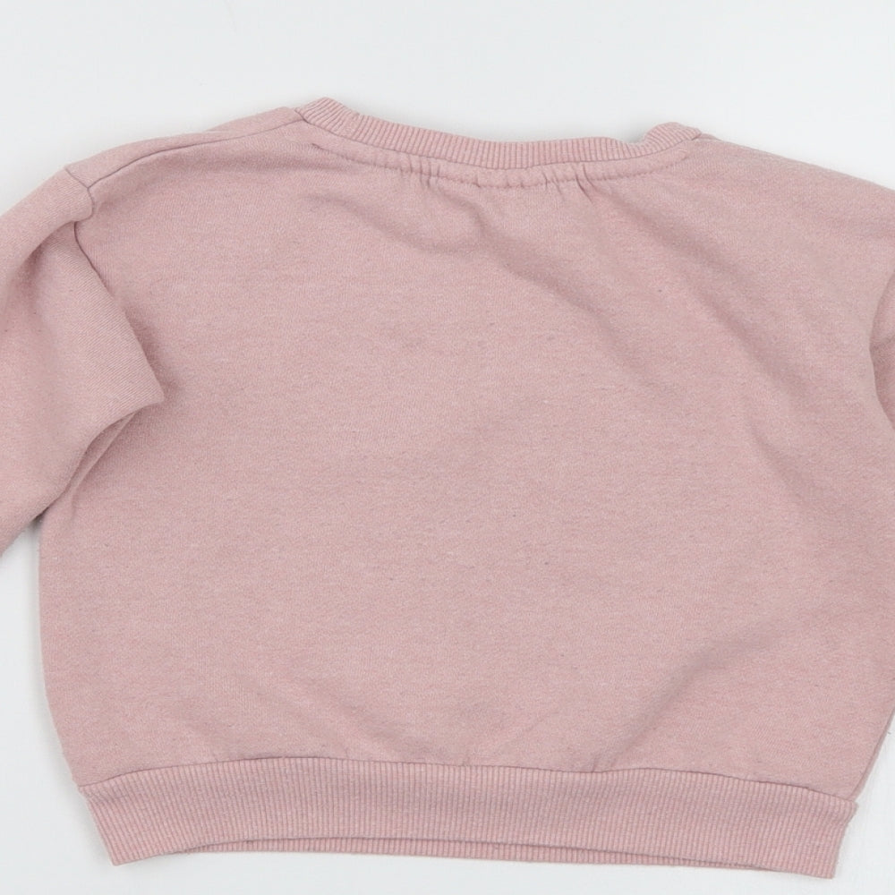 Disney Girls Pink Patchwork Pullover Sweatshirt - Minnie mouse