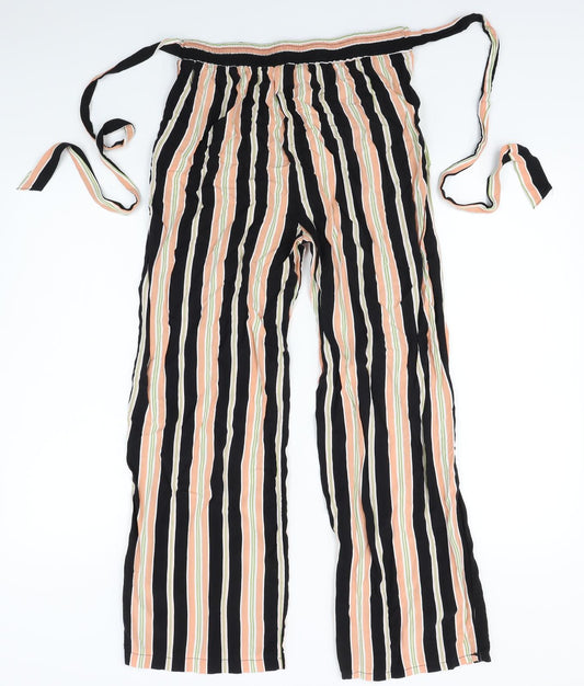 Dorothy Perkins Womens Orange Striped Chino Trousers Size 10 L24 in