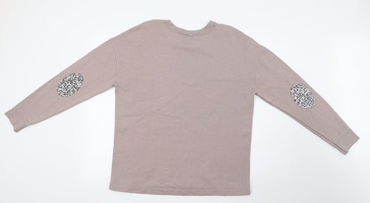 NEXT Womens Pink Jersey Pullover Jumper Size 12 - sequins on arms