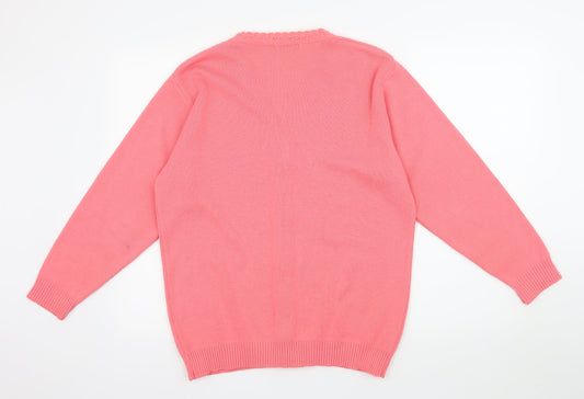 Merry Gold Womens Pink Knit Cardigan Jumper Size L