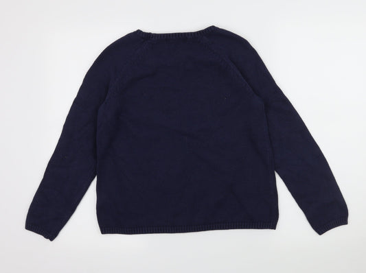 M&S Womens Blue Knit Pullover Jumper Size 8