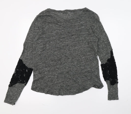 Zara Womens Grey Knit Pullover Jumper Size M - Lace detail