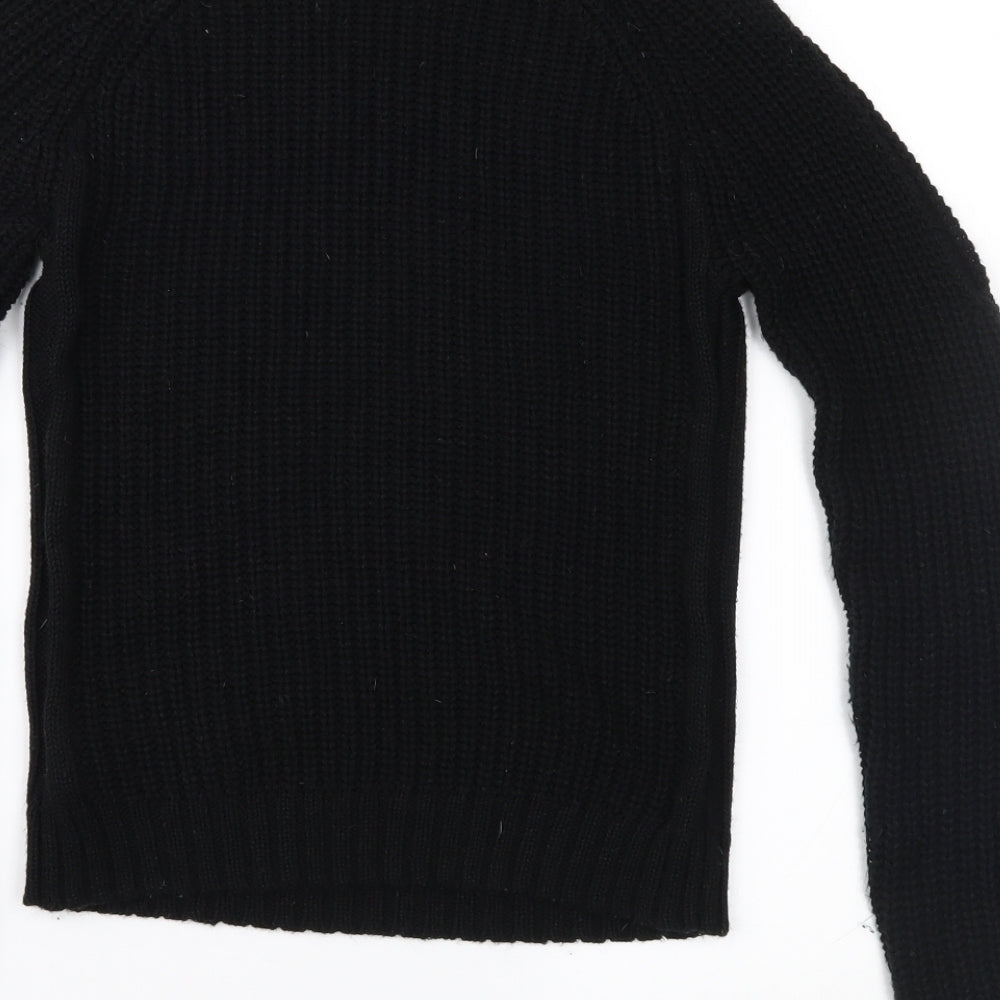 Brand and care label for E-vie girls’ black jumper, size 11-12, years