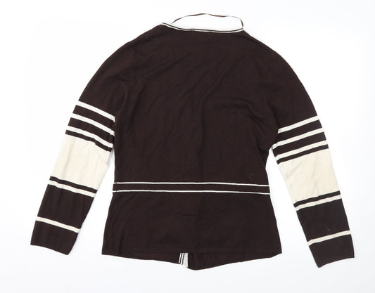 Klass Womens Brown Striped Cardigan Jumper Size M