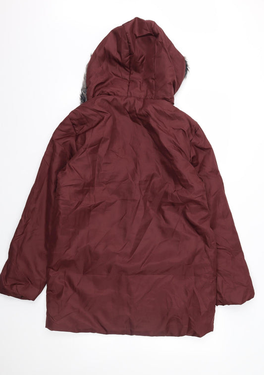 Anne De Lancay Womens Purple Parka Coat Size S