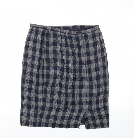 debanams Womens Blue Check Flare Skirt Size 16
