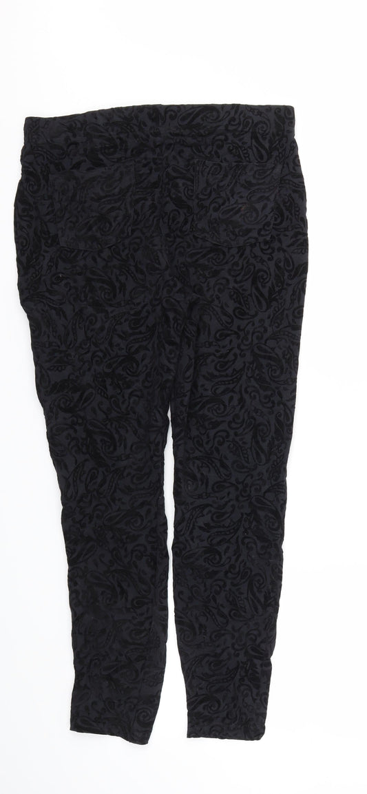 Papaya Womens Black Argyle/Diamond Capri Trousers Size 14 L27 in