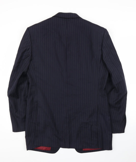 M&S Mens Blue Striped Jacket Suit Jacket Size 40