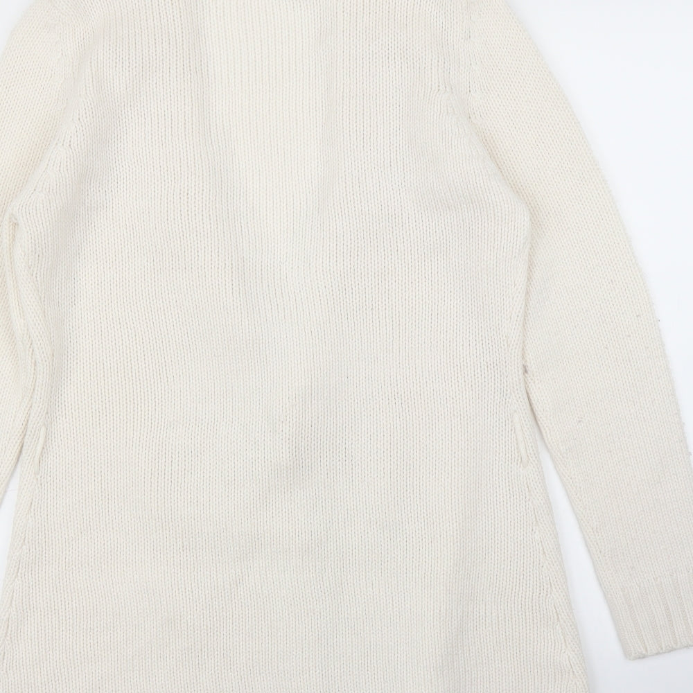 Brand and care label for Evie women’s white cardigan jumper, size UK 14