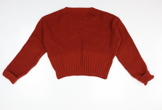 Nasty Gal Womens Orange Pullover Jumper Size M - washable mark on bottom