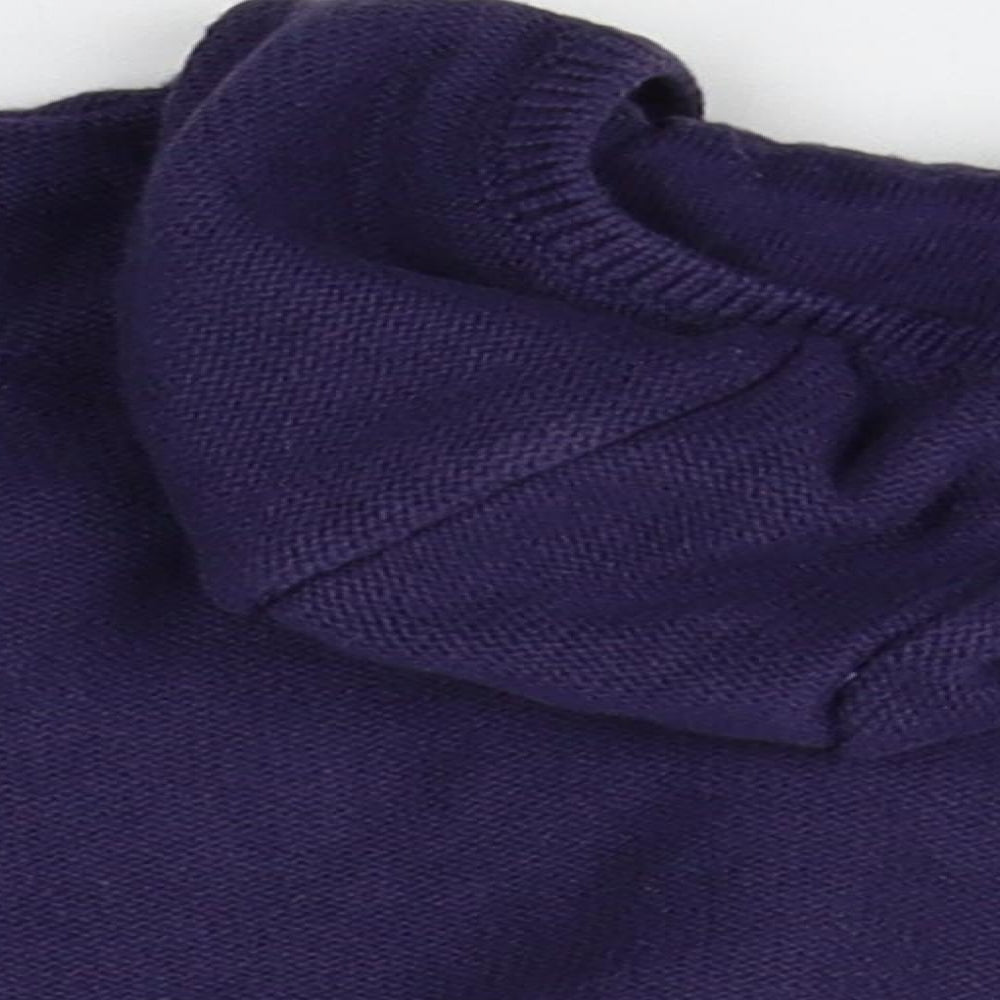 Brand and care label for Mini Club girls’ blue cardigan jumper, size 0-3, months