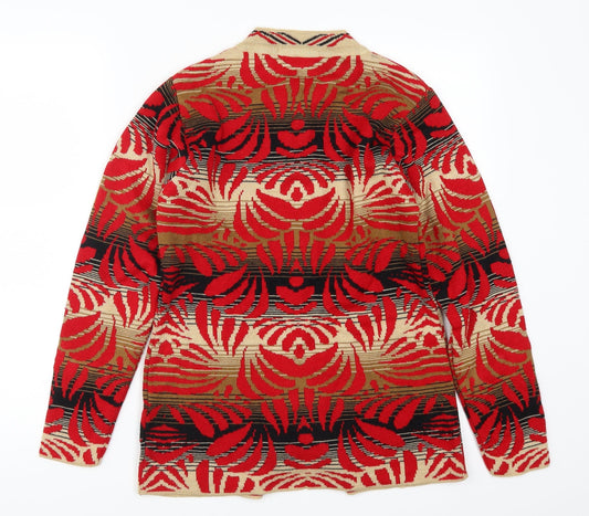 Dadu Dayal Womens Red Geometric Cardigan Jumper Size M
