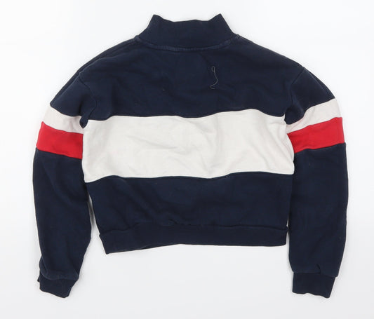 H&M Girls Blue Striped Pullover Sweatshirt Size 9-10 Years - Paris