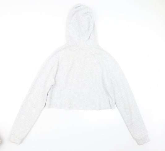 Topshop Womens Grey Pullover Hoodie Size 8 - Cropped