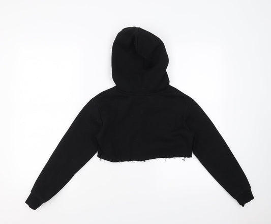 Candy Couture Girls Black Pullover Hoodie Size 10 Years - cropped, distressed hem