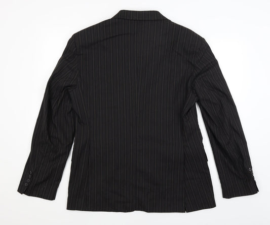 Full Circle Mens Black Striped Jacket Blazer Size L