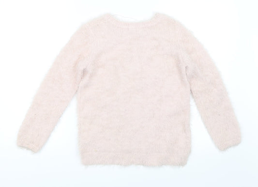 H&M Girls Pink Pullover Jumper Size 9-10 Years