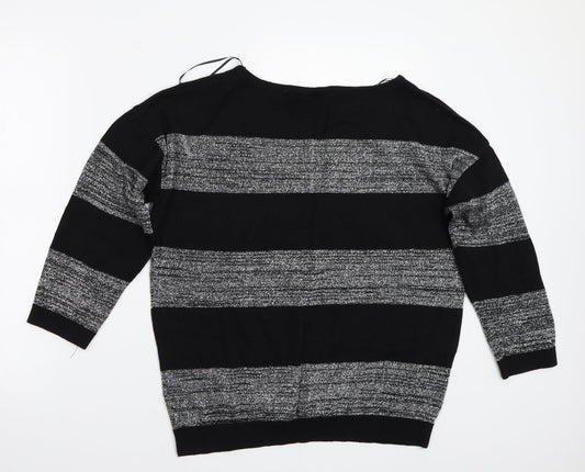 Wallis Womens Black Striped Basic T-Shirt Size M