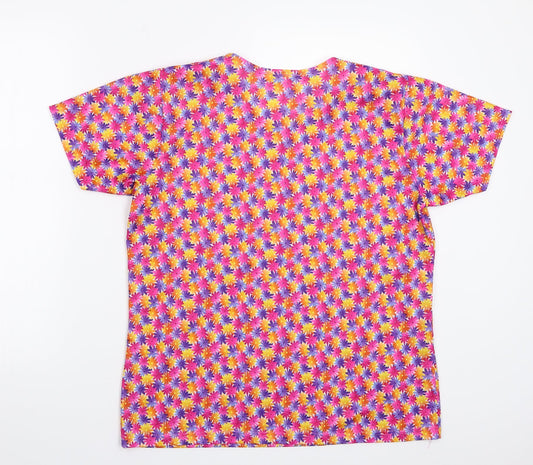 Canada Womens Pink Floral Basic T-Shirt Size L